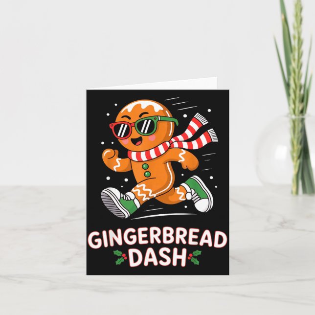 Christmas Gingerbread Dash Running Runner Xmas Mar Karte (Vorderseite)
