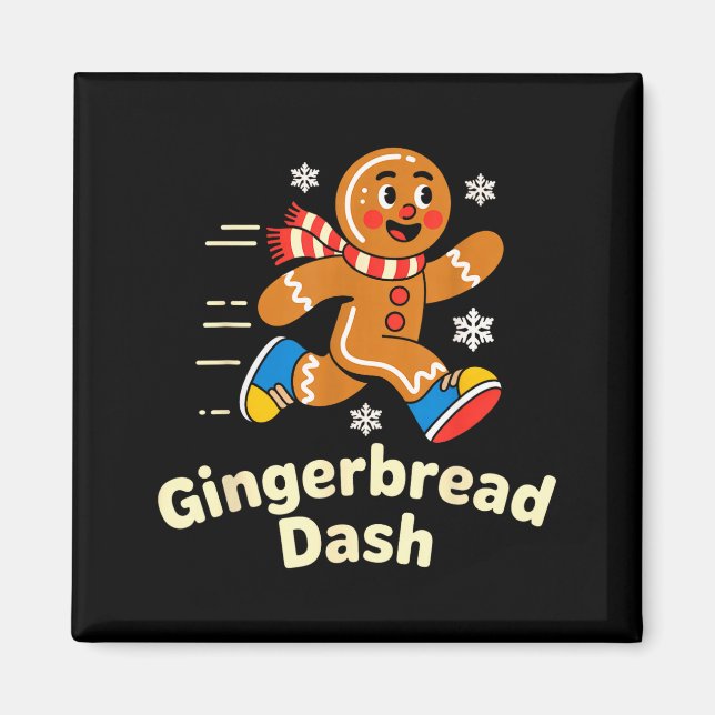Christmas Gingerbread Dash Running Runner Xmas Mar Magnet (Vorne)