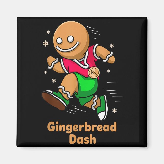 Christmas Gingerbread Dash Running Runner Xmas Mar Magnet (Vorne)
