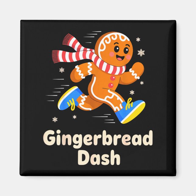 Christmas Gingerbread Dash Running Runner Xmas Mar Magnet (Vorne)