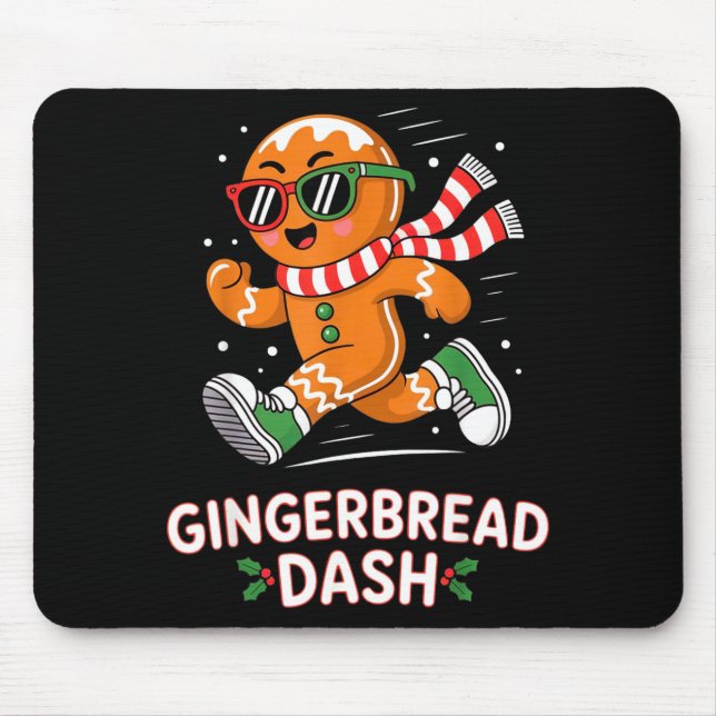 Christmas Gingerbread Dash Running Runner Xmas Mar Mousepad (Vorne)