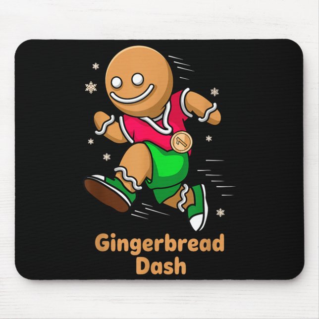 Christmas Gingerbread Dash Running Runner Xmas Mar Mousepad (Vorne)