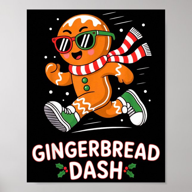Christmas Gingerbread Dash Running Runner Xmas Mar Poster (Vorne)
