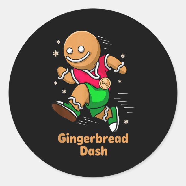 Christmas Gingerbread Dash Running Runner Xmas Mar Runder Aufkleber (Vorderseite)