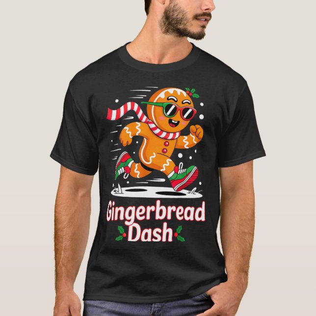 Christmas Gingerbread Dash Running Runner Xmas Mar T-Shirt (Vorderseite)