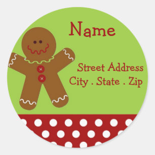 Christmas Gingerbread Homme Étiquettes de adresse