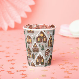 Christmas Gingerbread Houses Holiday Pattern Pappbecher