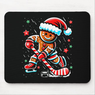 Christmas Gingerbread Ice Hockey Srts Funny Xmas P Mousepad