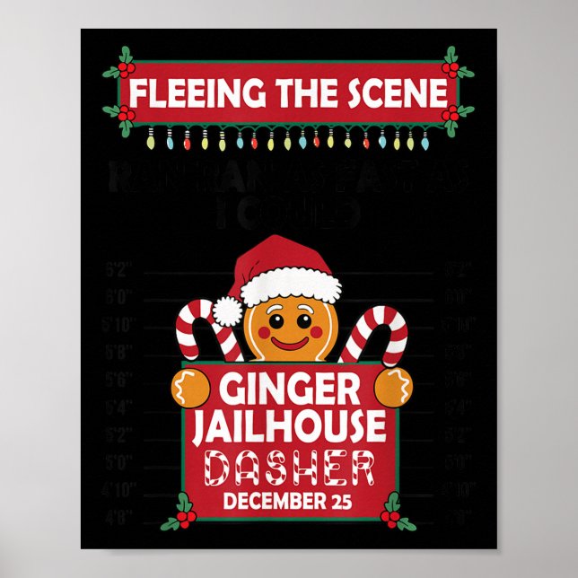 Christmas Gingerbread Man Ginger Jailhouse Fleeing Poster (Vorne)