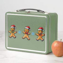 Christmas Gingerbread Man Metal Lunchbox
