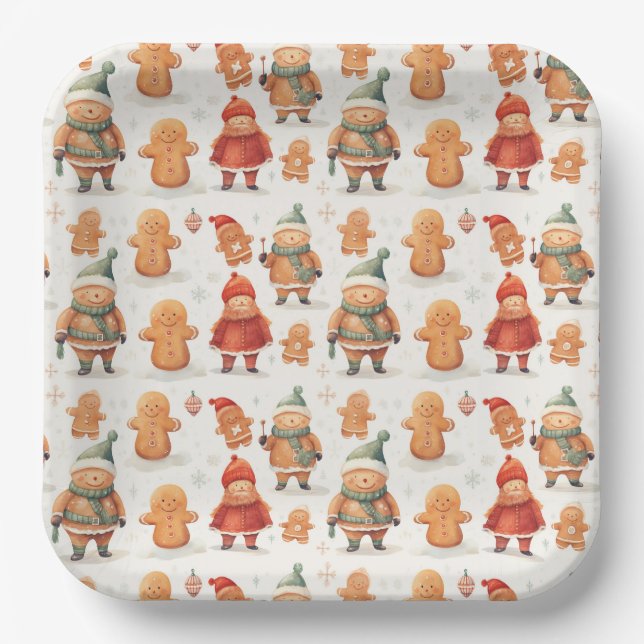 Christmas Gingerbread Man Pappteller (Vorderseite)