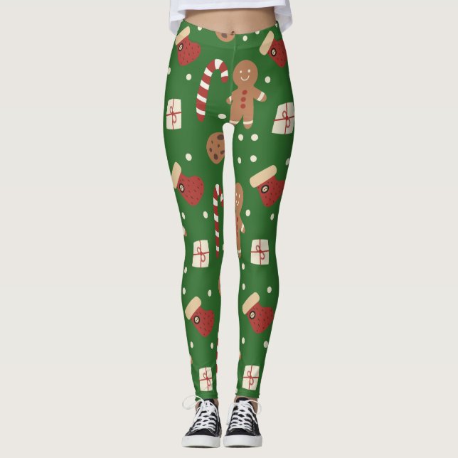 Christmas Gingerbread Man Pattern Leggings (Vorderseite)