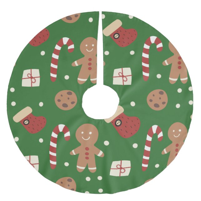 Christmas Gingerbread Man Pattern Polyester Weihnachtsbaumdecke (Vorderseite)