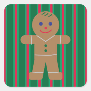 Christmas Gingerbread Man Quadratischer Aufkleber