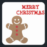 Christmas Gingerbread Man Quadratischer Aufkleber<br><div class="desc">schöne Festkunst</div>