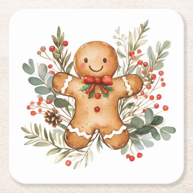 Christmas Gingerbread Man Rechteckiger Pappuntersetzer (Vorderseite)