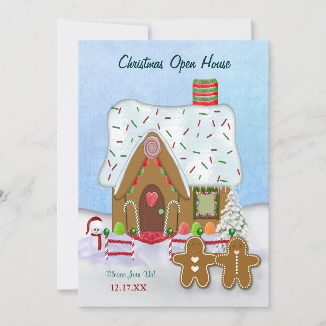 Christmas Gingerbread Open House Invitation (Devant)