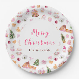 Christmas Gingerbread Pink Merry Christmas Pappteller