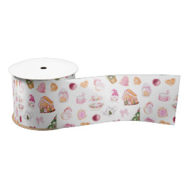 Christmas Gingerbread Pink Satinband