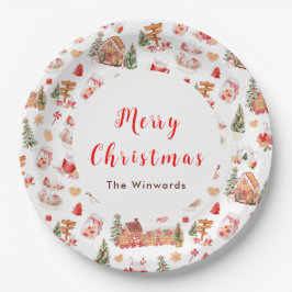 Christmas Gingerbread Red Merry Christmas Pappteller
