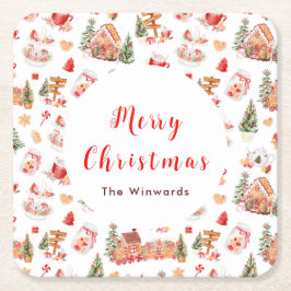 Christmas Gingerbread Red Merry Christmas Rechteckiger Pappuntersetzer