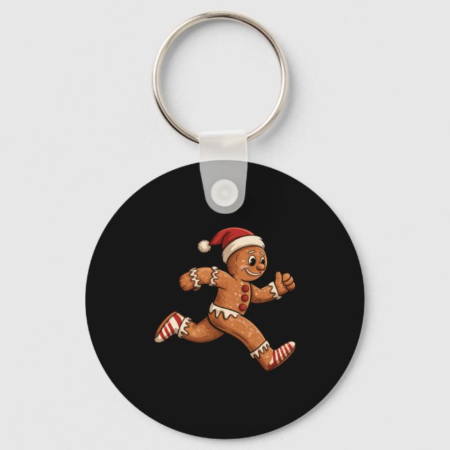 Christmas Gingerbread Running Funny Runners Pajama Schlüsselanhänger (Vorderseite)