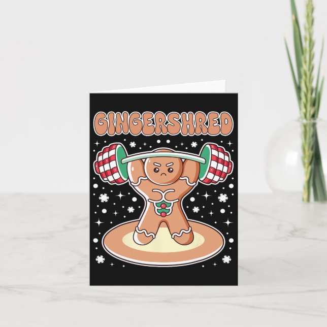 Christmas Gingershred Funny Gingerbread Man Gym Bo Karte (Vorderseite)