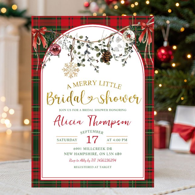 Christmas Gingham Merry Little Bridal Shower Einladung (Von Creator hochgeladen)
