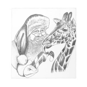 christmas giraffe and Santa Notizblock
