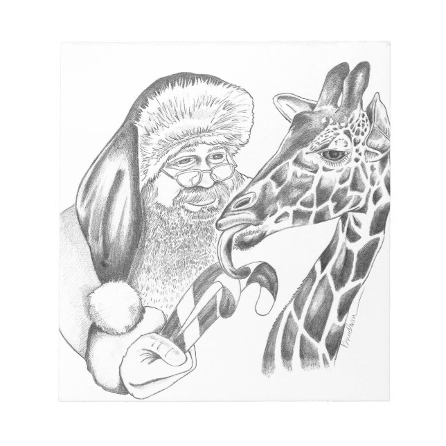 christmas giraffe and Santa Notizblock (Vorderseite)