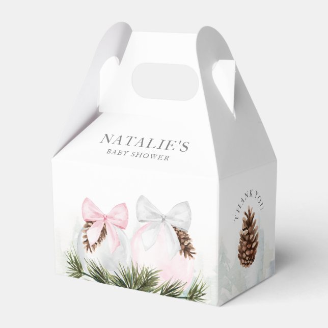 Christmas Girl Baby Dusche Pink Gefallen Box Geschenkschachtel (Vorderseite)