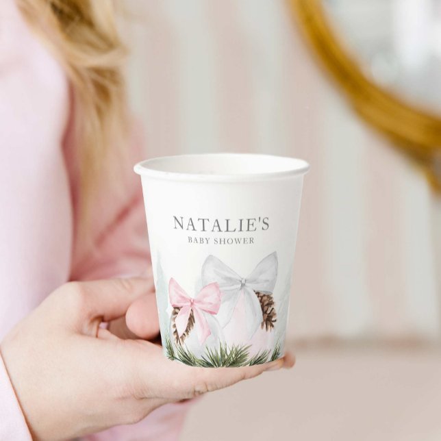 Christmas Girl Baby Shooter Personalisiert Pappbecher (Christmas Pink Girl Baby Shower Paper Cups)