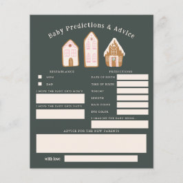 Christmas Girl Baby Shower Baby Predictions Card