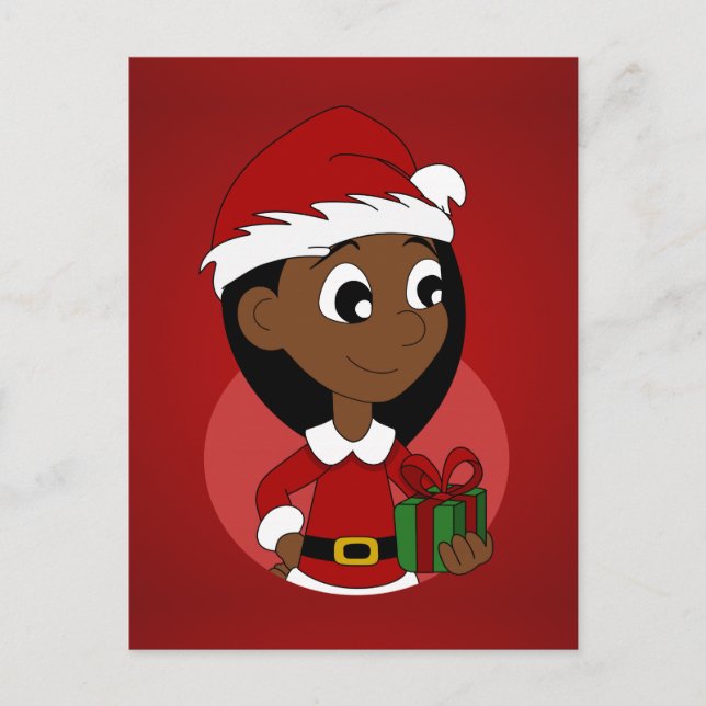 Christmas girl cartoon feiertagspostkarte (Vorderseite)