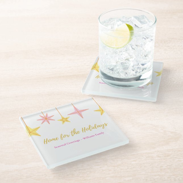 Christmas Glass Coaster with Holiday Motifs Glasuntersetzer (Schrägansicht)