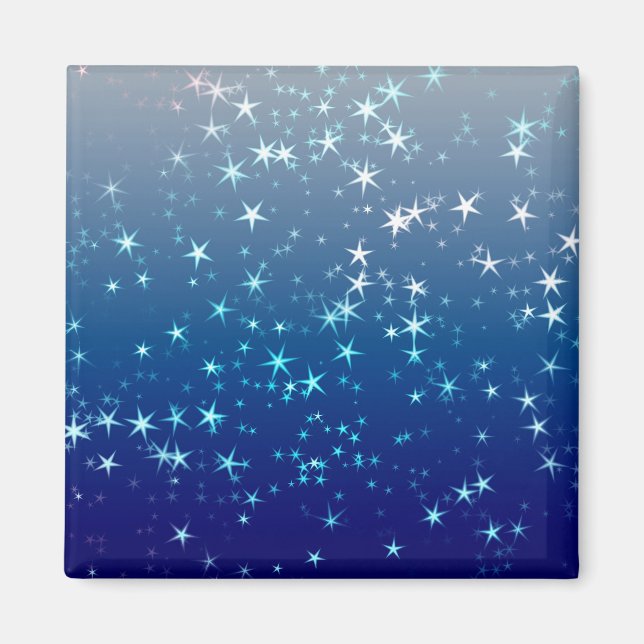 Christmas Glitzern Stars Blue Sky Magnet (Vorne)