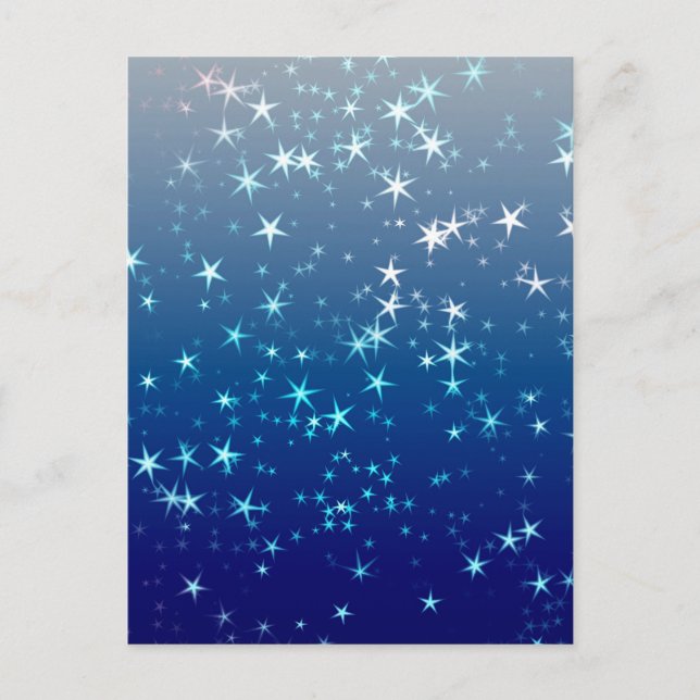 Christmas Glitzern Stars Blue Sky Postkarte (Vorderseite)