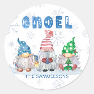Christmas Gnome GNOEL Gruß Personalisiert Runder Aufkleber