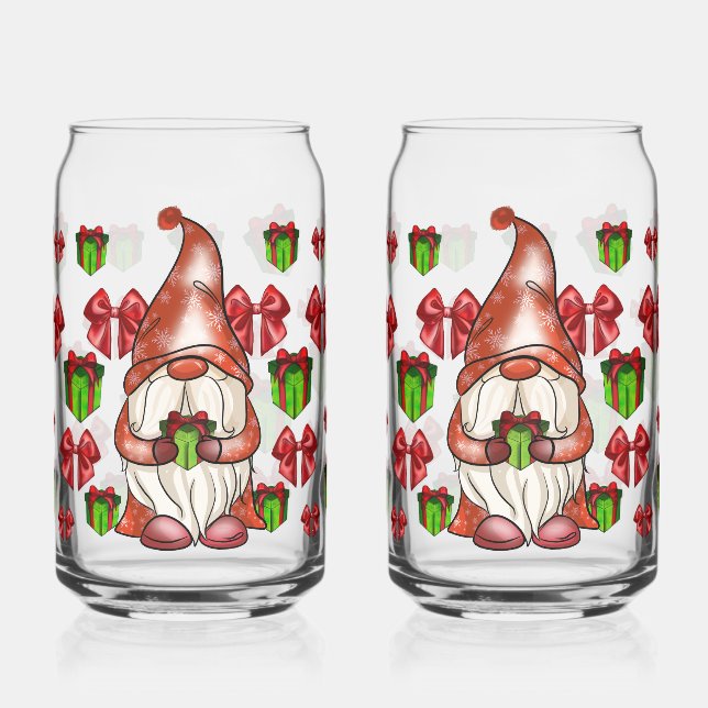 Christmas Gnome Holding Gift | Festive Dosenglas (Links)