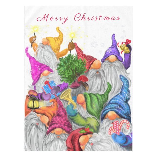 Christmas Gnome Party Funny Tableclout Tischdecke (Vorderseite)