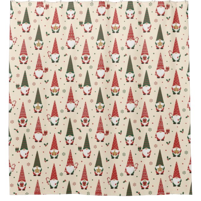 Christmas Gnome Party Pattern Duschvorhang (Vorderseite)