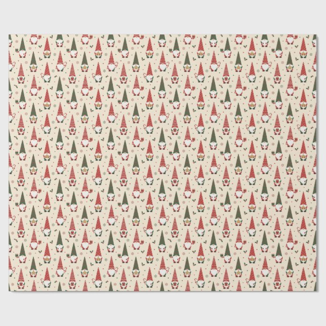 Christmas Gnome Party Pattern Geschenkpapier (Flach)