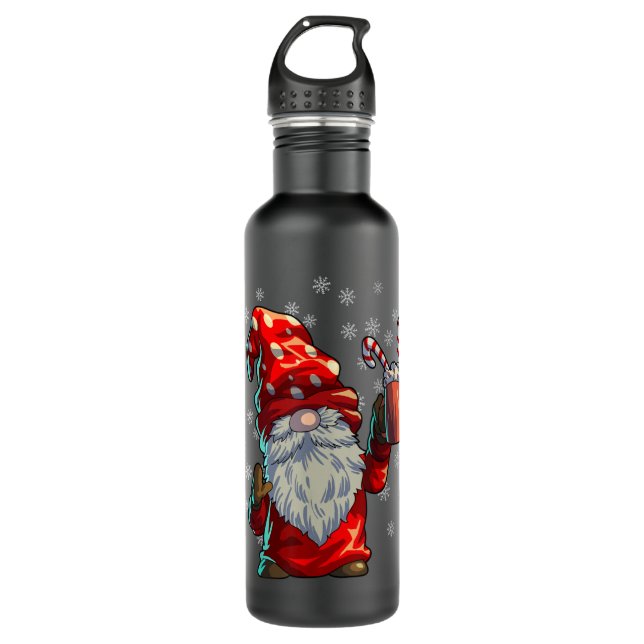 Christmas Gnome Shirt Männer Frauen Buffalo Karier Edelstahlflasche (Vorderseite)