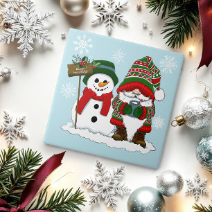 Christmas Gnome Snowman Niedlich Fliese