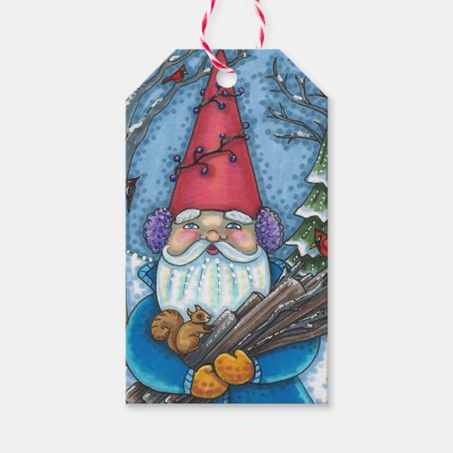 CHRISTMAS GNOME, SQUIRREL, WOODPECKER & KARDINAL GESCHENKANHÄNGER (Vorderseite)