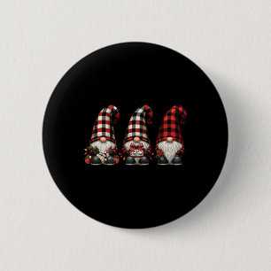Christmas Gnome Trio Buffalo Karo Kariert Hats Wei Button