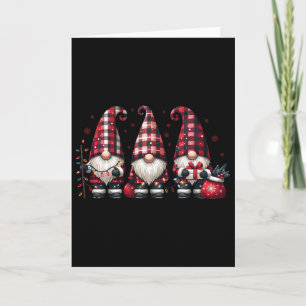 Christmas Gnome Trio Buffalo Karo Kariert Hats Wei Karte