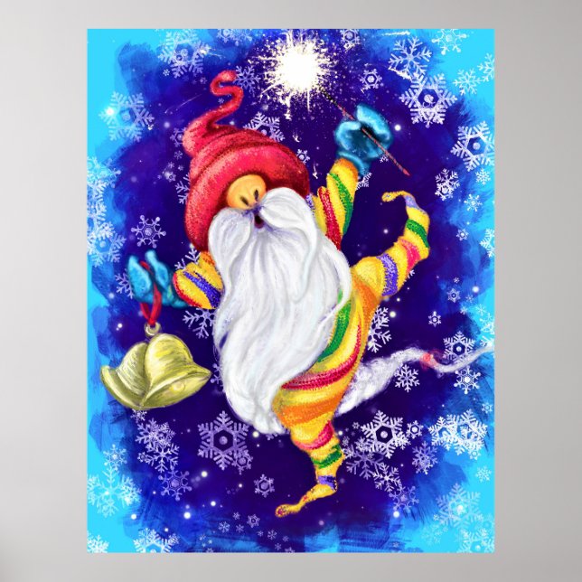 Christmas Gnome with Bells Poster - Painting (Vorne)