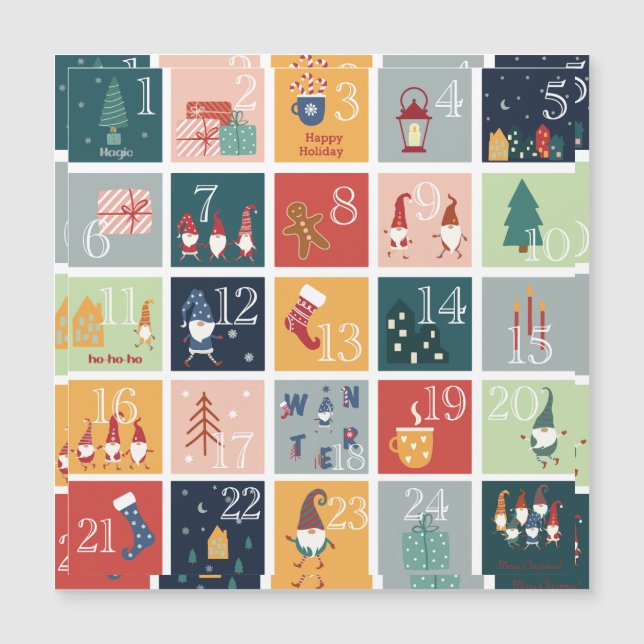 CHRISTMAS GNOMES Advent Calendar Magnetkarte (Vorderseite)