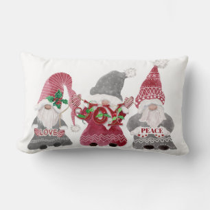 Christmas Gnomes Liebe Joy Peace Typografy Lendenkissen